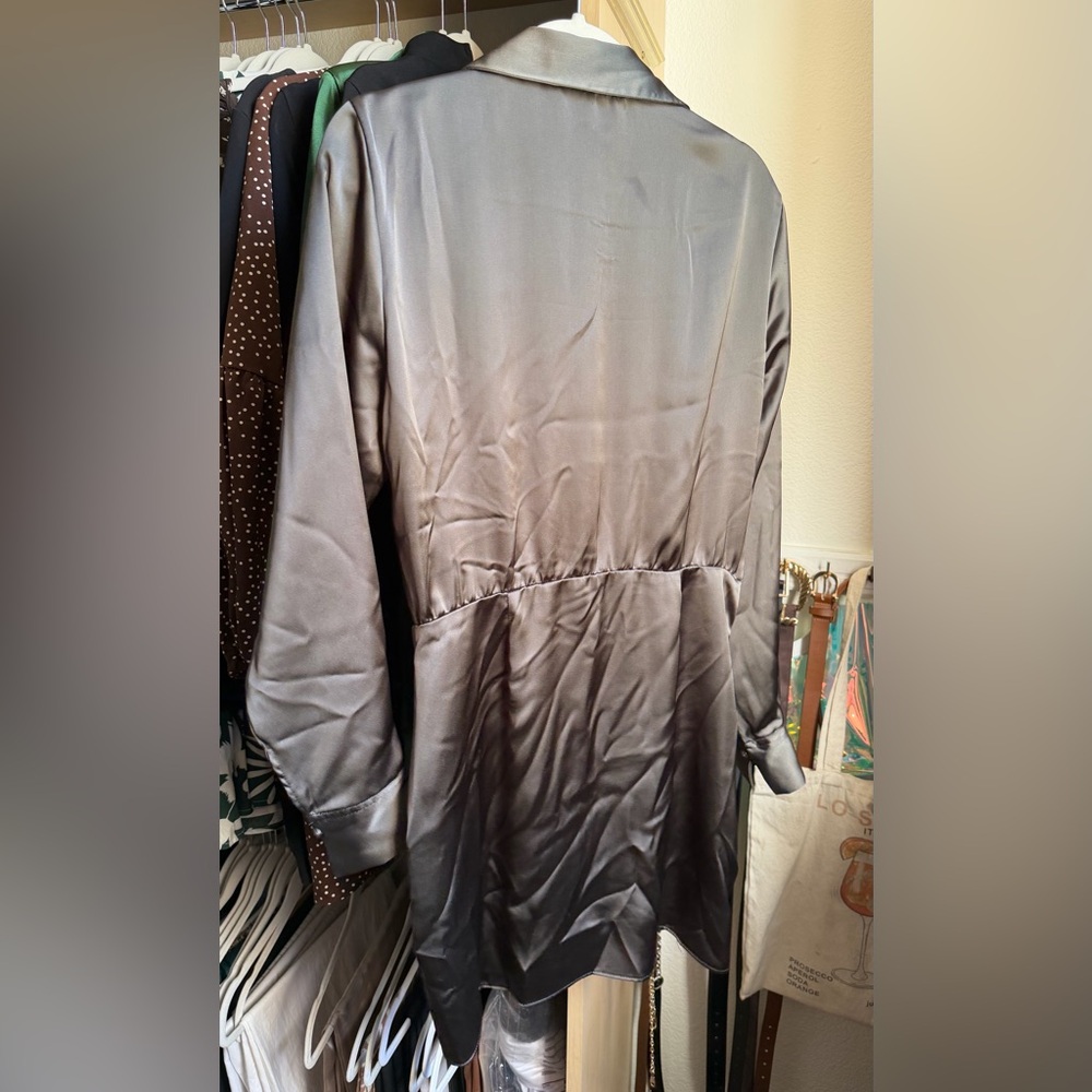 Long Sleeve Satin Dress - Picture 3 of 4